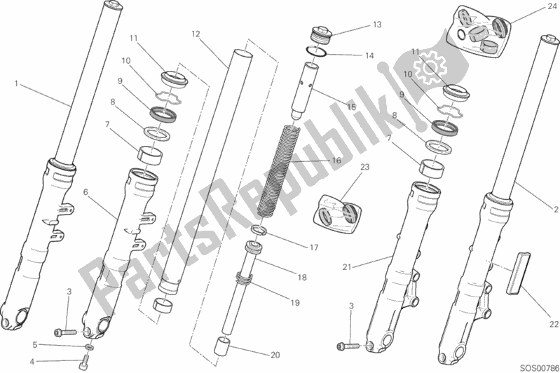 Todas las partes para Tenedor Frontal de Ducati Scrambler Sixty2 400 2019