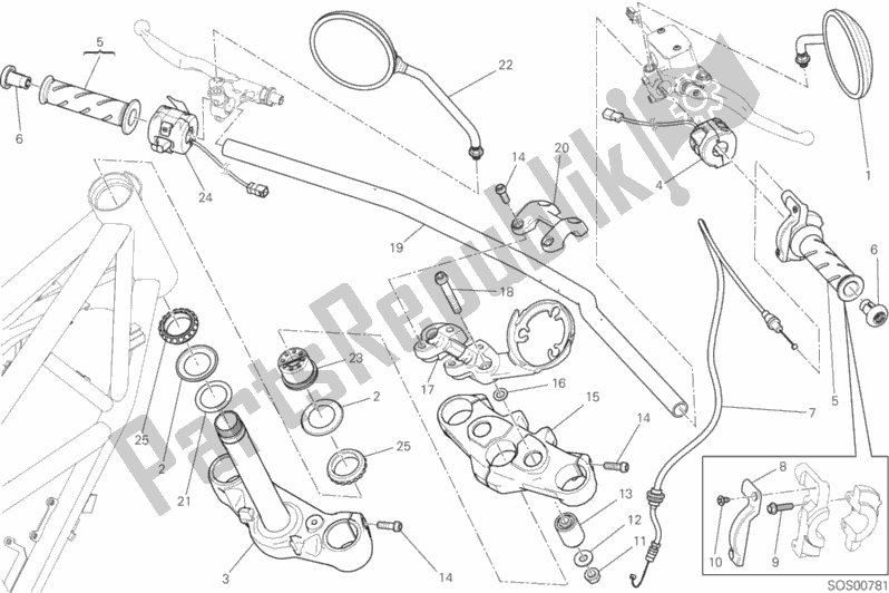 Todas as partes de Guiador E Controles do Ducati Scrambler Sixty2 400 2019