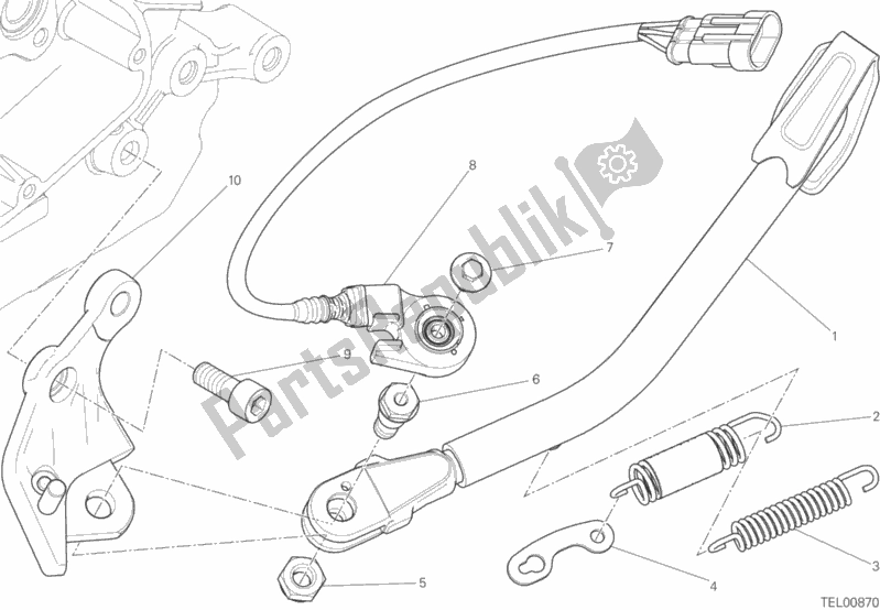 Alle onderdelen voor de Zij Stand van de Ducati Scrambler Sixty2 400 2019