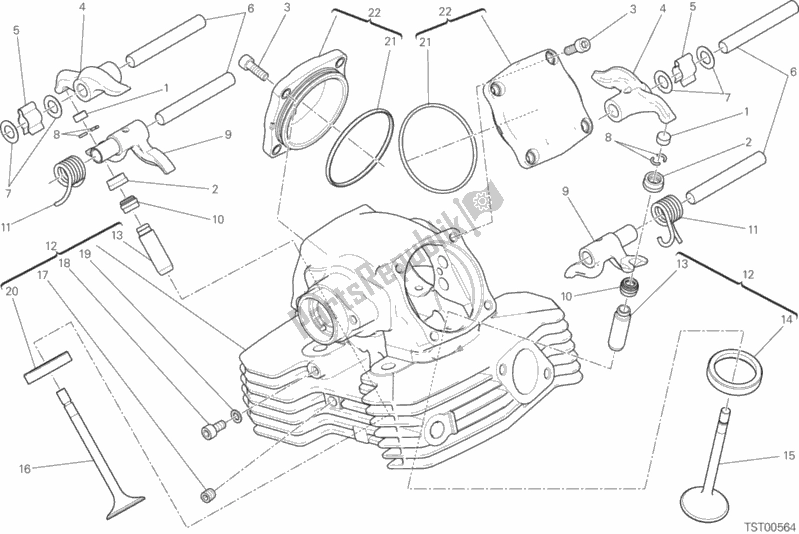 Alle onderdelen voor de Verticale Kop van de Ducati Scrambler Sixty2 400 2019