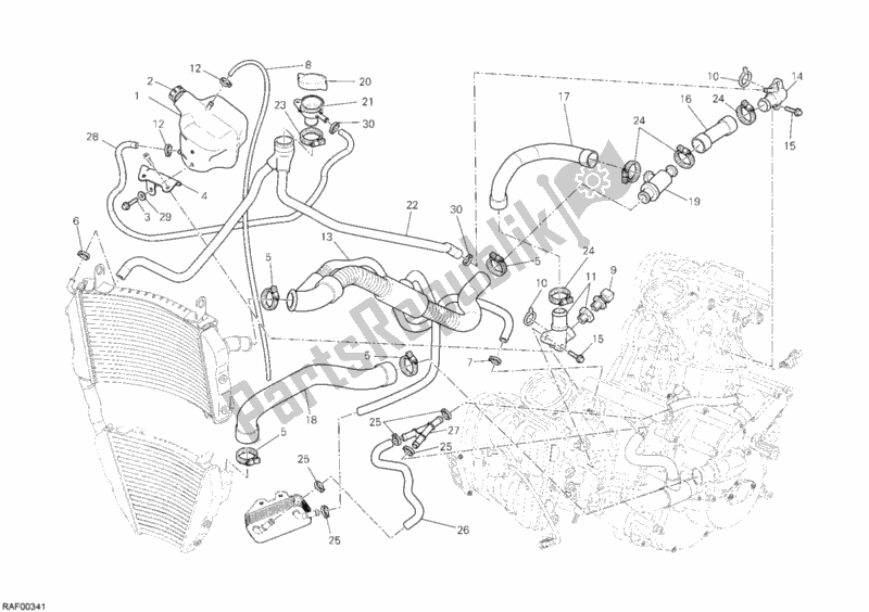 Tutte le parti per il Circuito Di Raffreddamento del Ducati Streetfighter 1100 2010