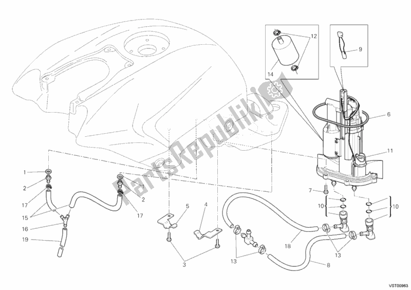 Alle onderdelen voor de Benzine Pomp van de Ducati Streetfighter 1100 2010
