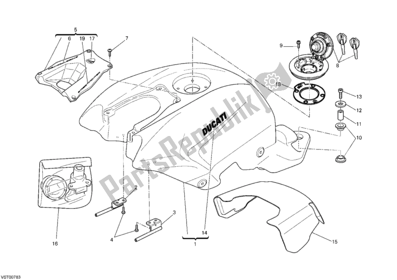 Alle onderdelen voor de Benzinetank van de Ducati Streetfighter 1100 2010