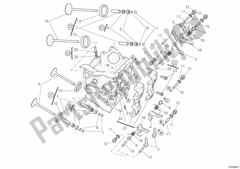 Alle onderdelen voor de Horizontale Cilinderkop van de Ducati Streetfighter 1100 2010