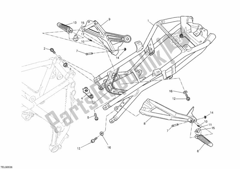 Alle onderdelen voor de Achterframe van de Ducati Streetfighter 1100 2010
