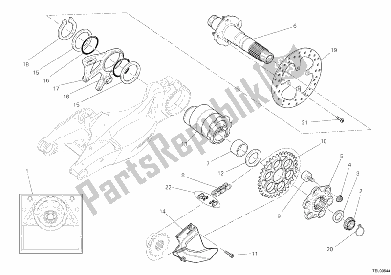 Alle onderdelen voor de Achterwiel As van de Ducati Streetfighter 1100 2010