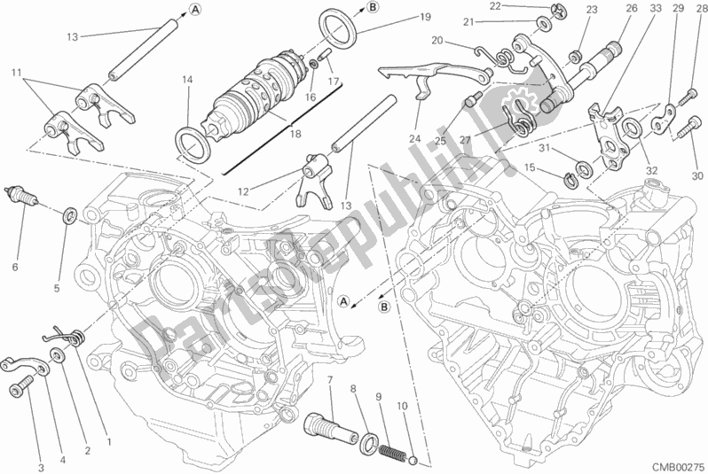 Alle onderdelen voor de Schakelnok - Vork van de Ducati Streetfighter 1100 2010