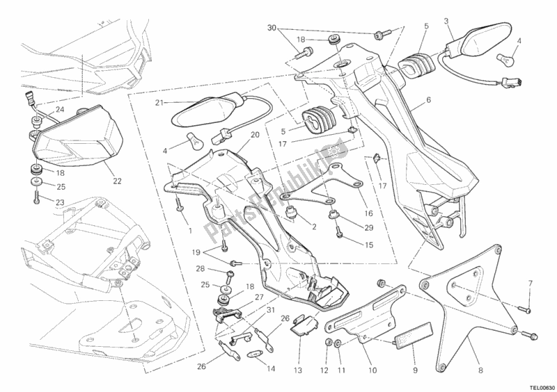 Tutte le parti per il Fanale Posteriore del Ducati Streetfighter 1100 2010