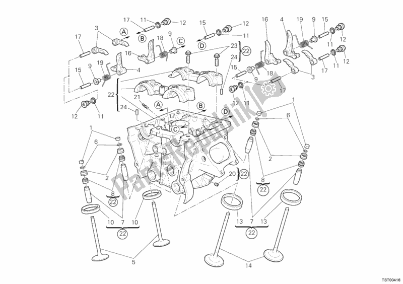 Tutte le parti per il Testata Verticale del Ducati Streetfighter 1100 2010