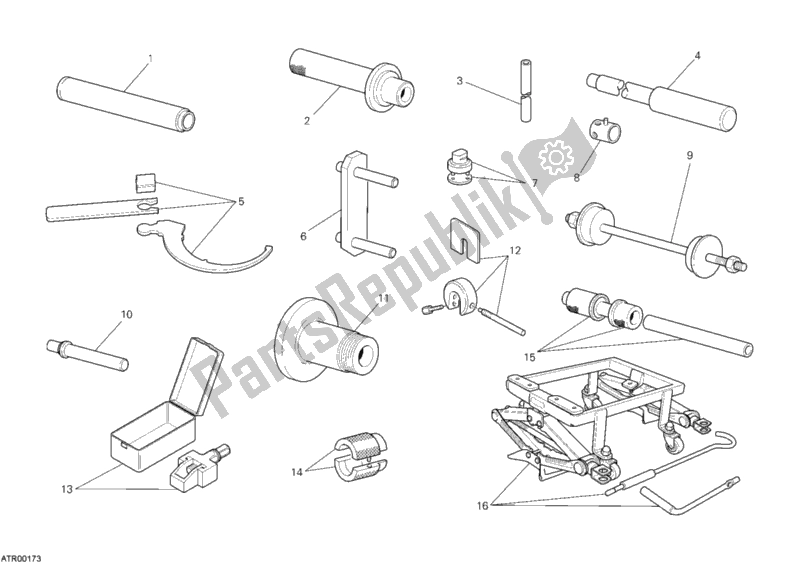 Alle onderdelen voor de Werkplaats Service Tools, Frame van de Ducati Streetfighter 1100 2010