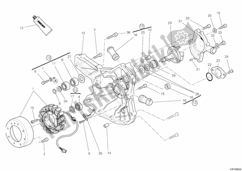 Tutte le parti per il Coperchio Del Generatore - Pompa Dell'acqua del Ducati Streetfighter 1100 2011