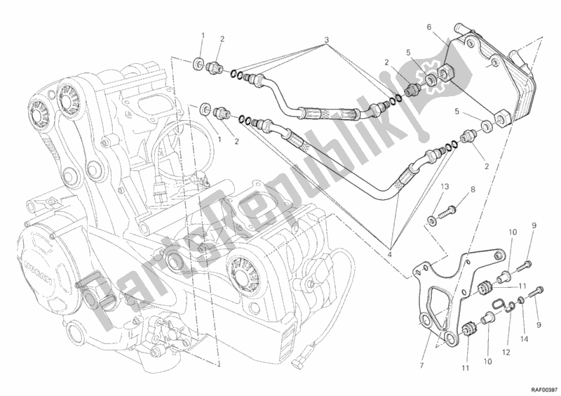 Tutte le parti per il Radiatore Dell'olio del Ducati Streetfighter 1100 2011