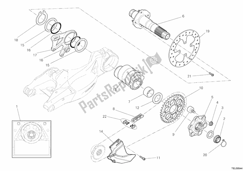 Alle onderdelen voor de Achterwiel As van de Ducati Streetfighter 1100 2011