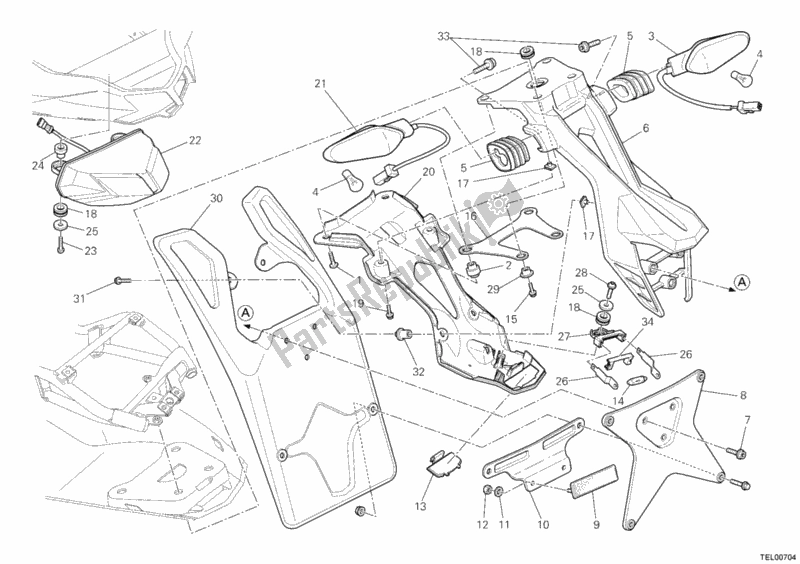 Tutte le parti per il Fanale Posteriore Aus del Ducati Streetfighter 1100 2011