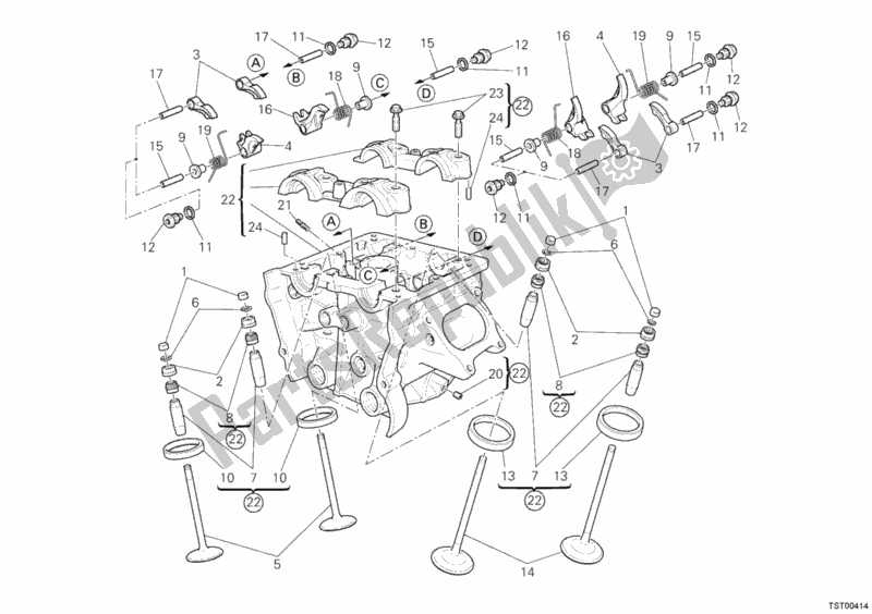 Tutte le parti per il Testata Verticale del Ducati Streetfighter 1100 2011