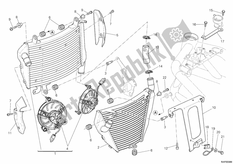 Tutte le parti per il Refrigeratore D'acqua del Ducati Streetfighter 1100 2011