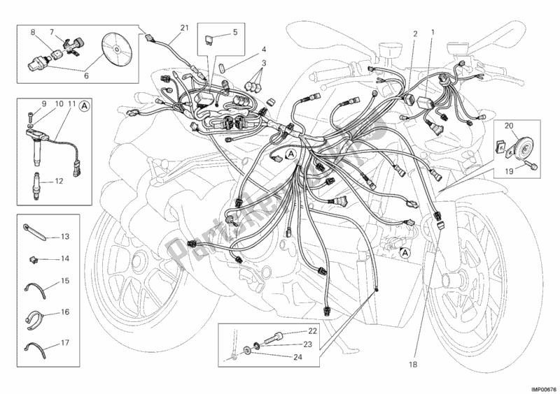 All parts for the Wiring Harness of the Ducati Streetfighter 1100 2011