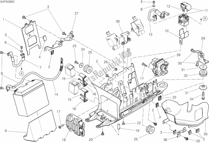 Alle onderdelen voor de Batterijhouder van de Ducati Diavel Xdiavel 1260 2016