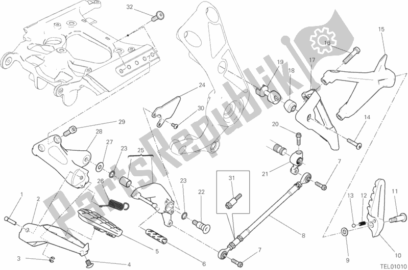 Alle onderdelen voor de Voetsteunen Links van de Ducati Diavel Xdiavel 1260 2016