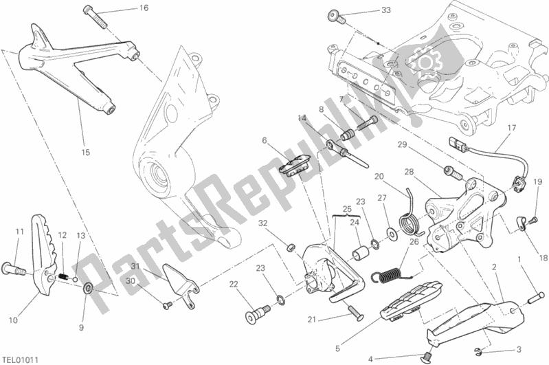 Todas as partes de Apoios Para Os Pés, Certo do Ducati Diavel Xdiavel 1260 2016