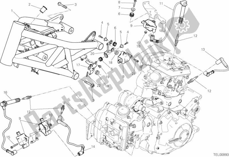 Todas as partes de Quadro, Armação do Ducati Diavel Xdiavel 1260 2016