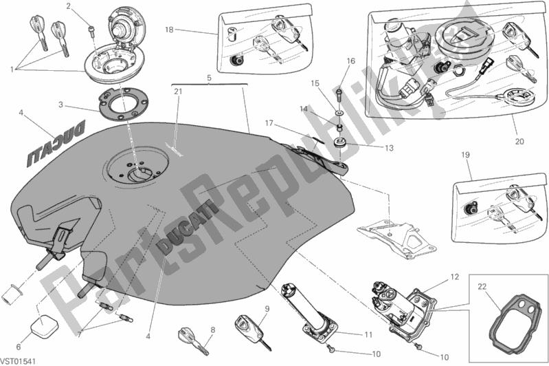Alle onderdelen voor de Benzinetank van de Ducati Diavel Xdiavel 1260 2016