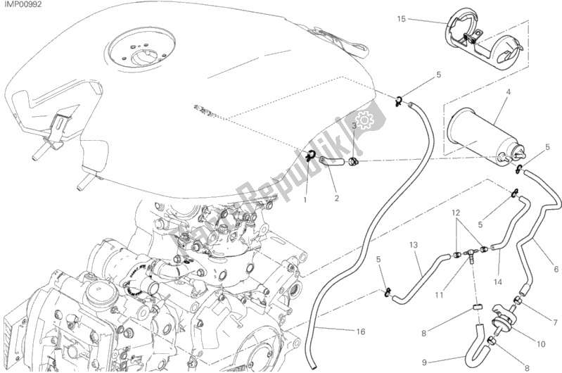 All parts for the Hot Air Pipe Canister of the Ducati Diavel Xdiavel 1260 2016