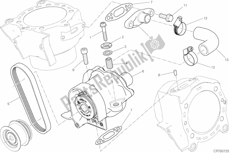 Alle onderdelen voor de Pompa Acqua van de Ducati Diavel Xdiavel 1260 2016