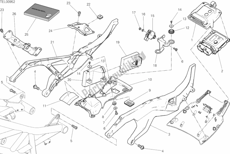 Alle onderdelen voor de Achterframe Comp. Van de Ducati Diavel Xdiavel 1260 2016