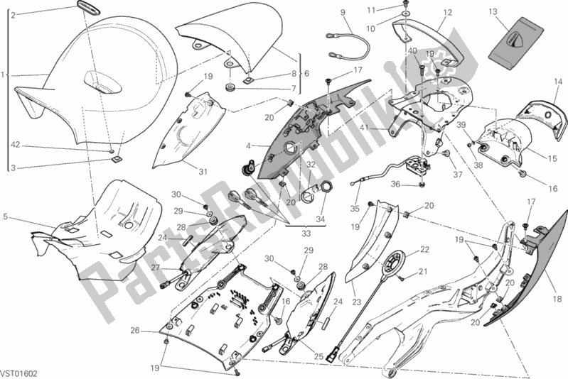 All parts for the Seat of the Ducati Diavel Xdiavel 1260 2016