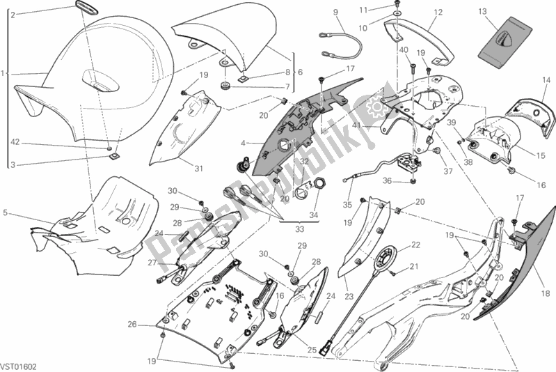 All parts for the Seat of the Ducati Diavel Xdiavel 1260 2016