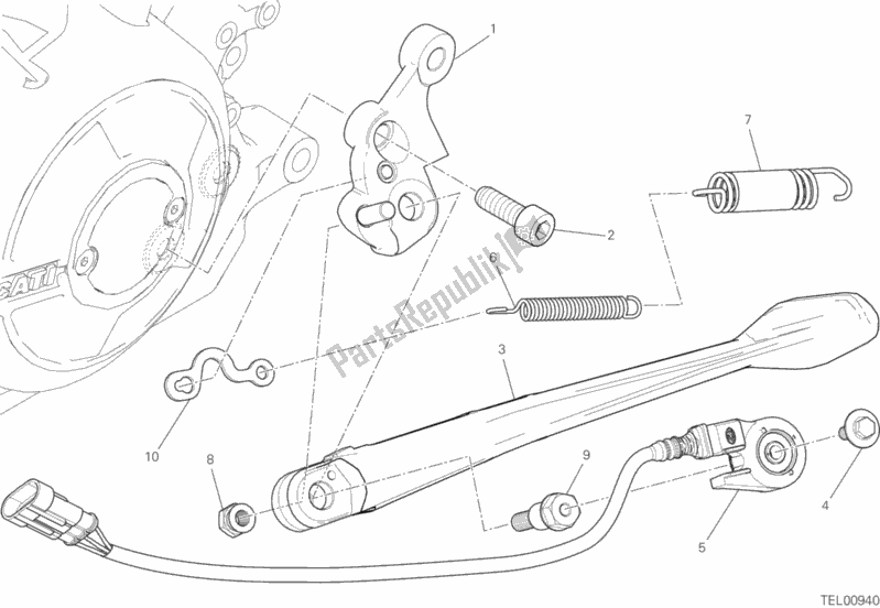 All parts for the Side Stand of the Ducati Diavel Xdiavel 1260 2016