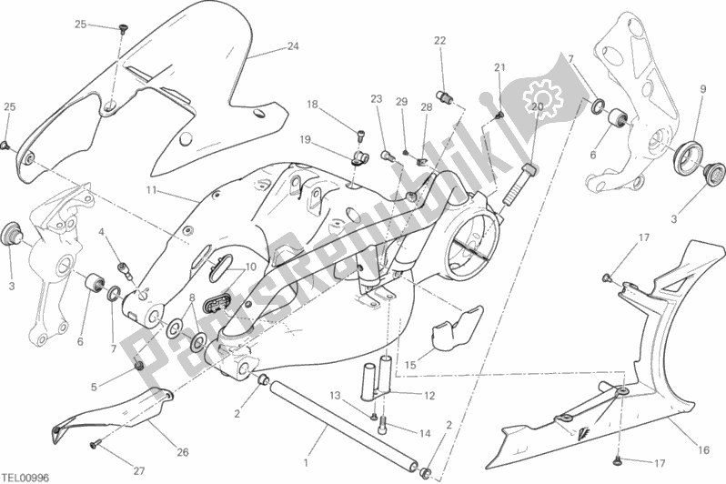 Alle onderdelen voor de Zwenkarm van de Ducati Diavel Xdiavel 1260 2016