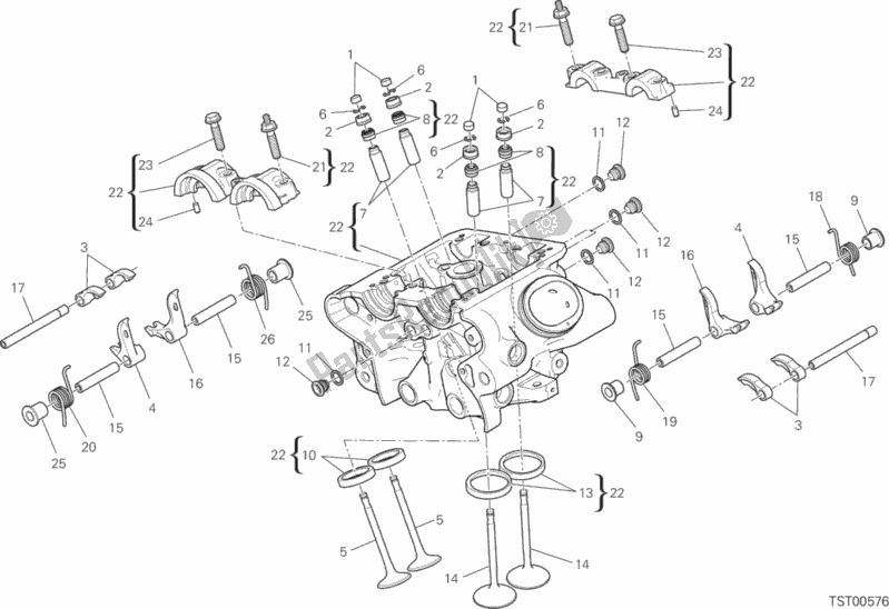 All parts for the Vertical Head of the Ducati Diavel Xdiavel 1260 2016