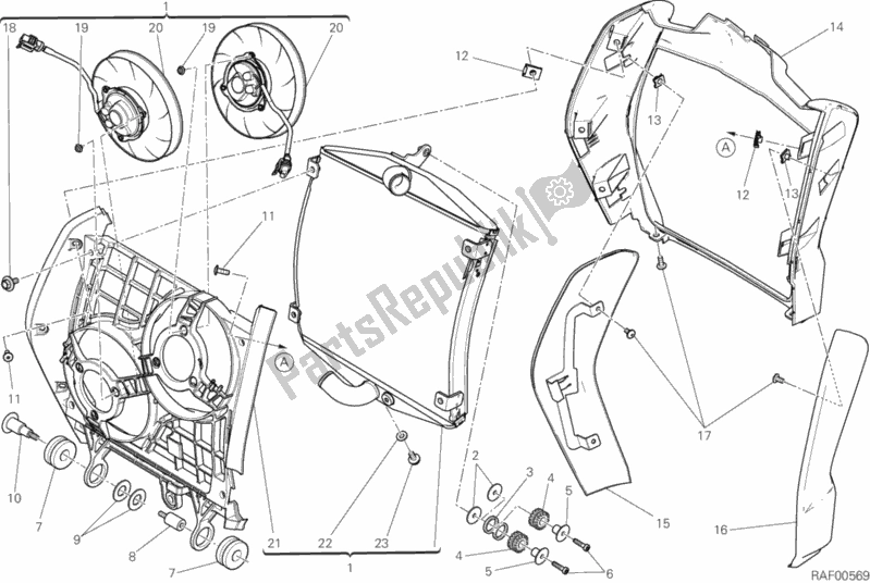 Alle onderdelen voor de Waterkoeler van de Ducati Diavel Xdiavel 1260 2016
