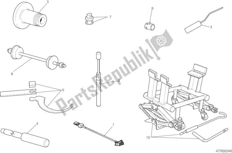 Todas as partes de Ferramentas De Serviço De Oficina, Quadro do Ducati Diavel Xdiavel 1260 2016