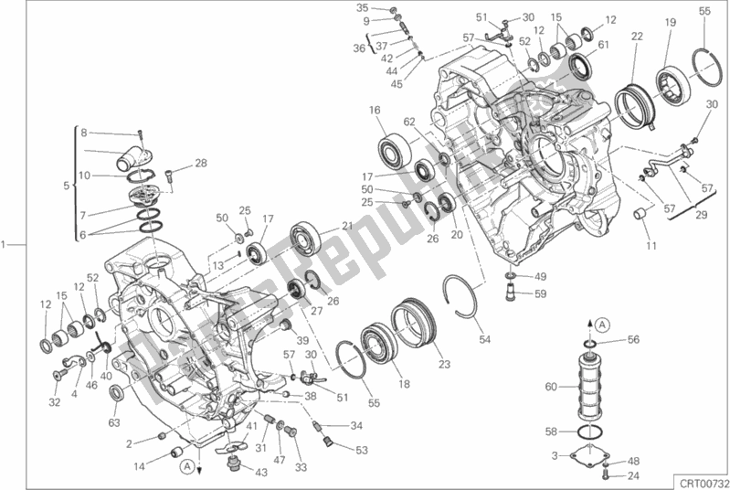 All parts for the 010 - Half-crankcases Pair of the Ducati Diavel Xdiavel 1260 2017