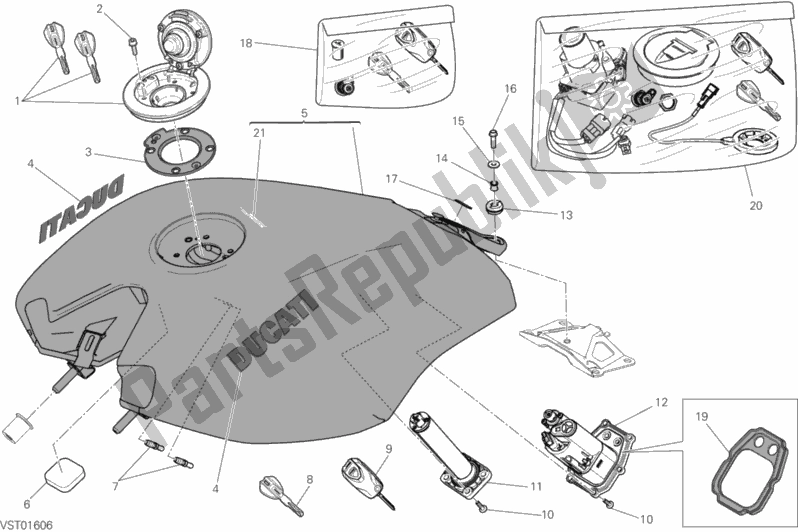 All parts for the 032 - Fuel Tank of the Ducati Diavel Xdiavel 1260 2017