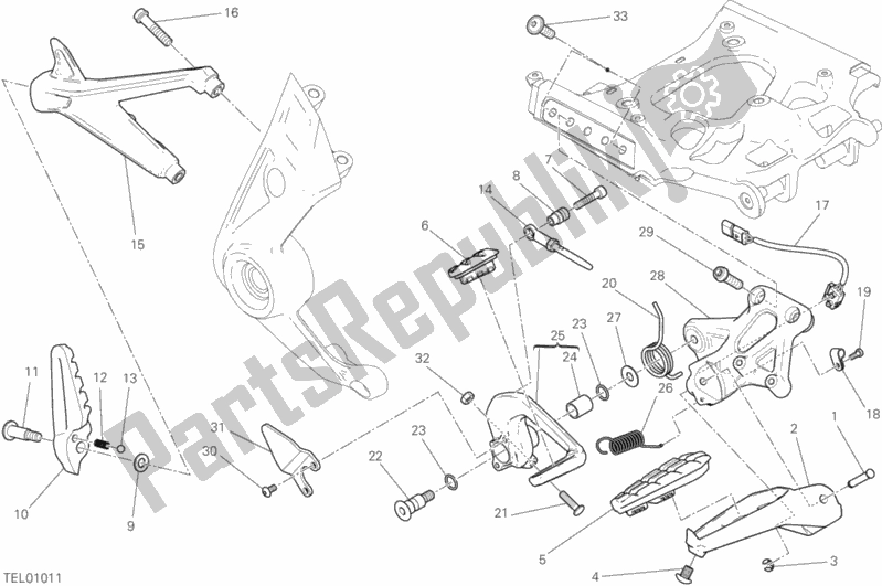 All parts for the Footrests, Right of the Ducati Diavel Xdiavel 1260 2017