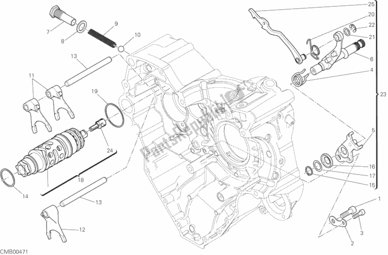 All parts for the Gear Change Mechanism of the Ducati Diavel Xdiavel 1260 2017