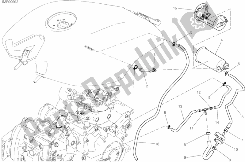 Todas as partes de Vasilha De Tubo De Ar Quente do Ducati Diavel Xdiavel 1260 2017