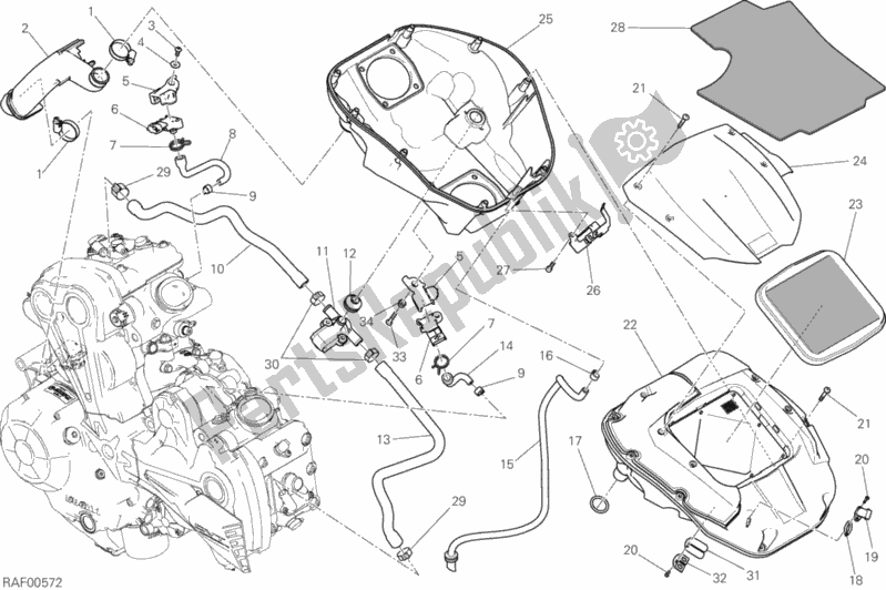 All parts for the Intake of the Ducati Diavel Xdiavel 1260 2017