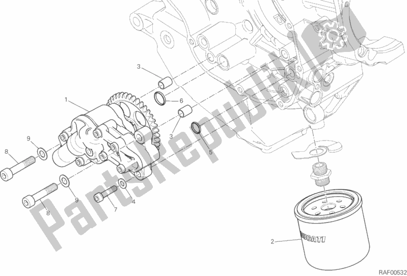 All parts for the Oil Pump - Filter of the Ducati Diavel Xdiavel 1260 2017