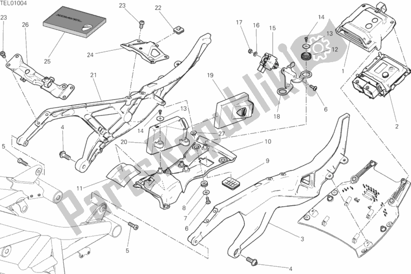 Alle onderdelen voor de Achterframe Comp. Van de Ducati Diavel Xdiavel 1260 2017