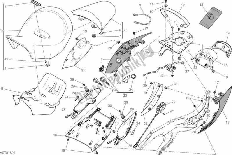 All parts for the Seat of the Ducati Diavel Xdiavel 1260 2017