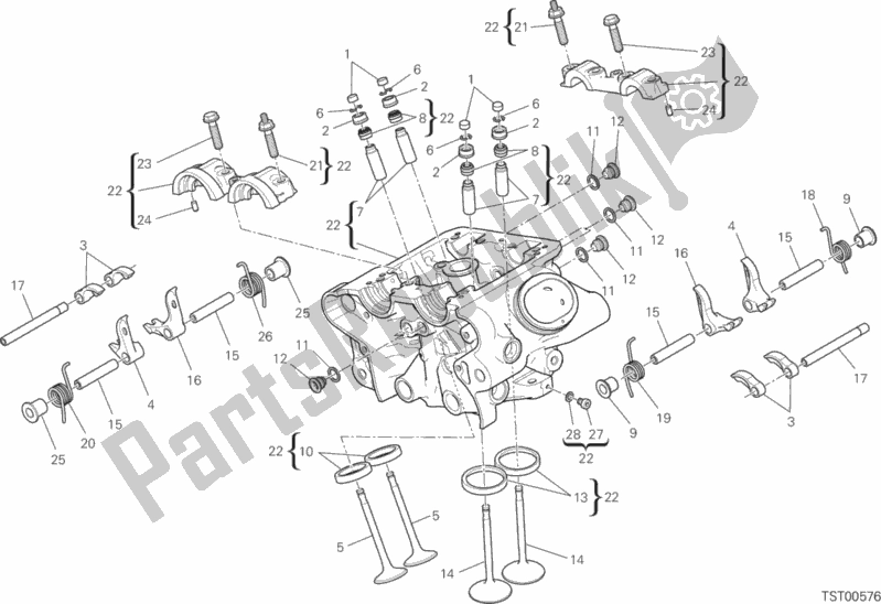 All parts for the Vertical Head of the Ducati Diavel Xdiavel 1260 2017
