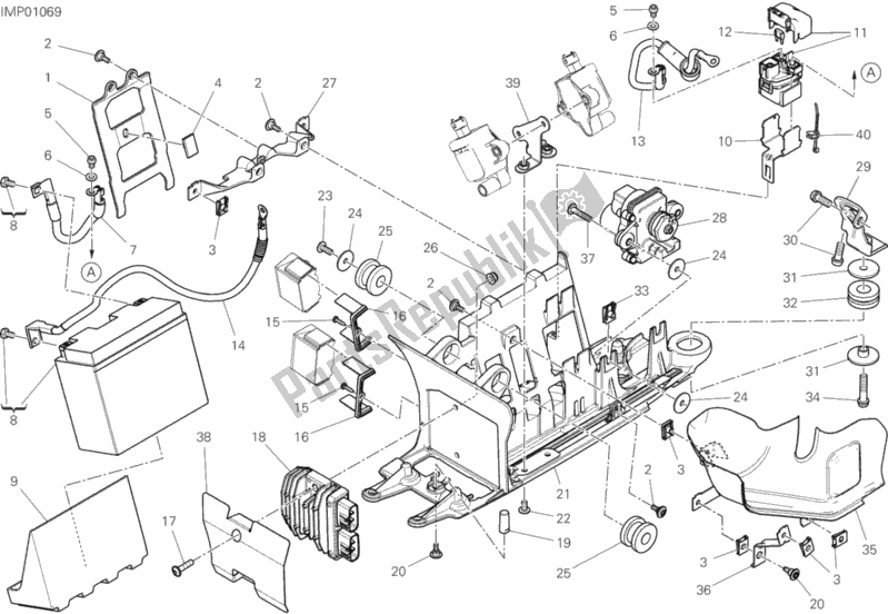 All parts for the Battery Holder of the Ducati Diavel Xdiavel 1260 2018