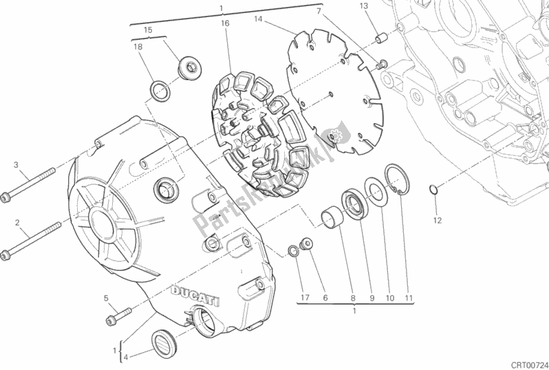 All parts for the Clutch Cover of the Ducati Diavel Xdiavel 1260 2018