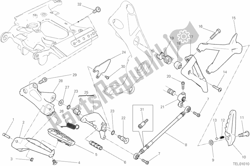 Alle onderdelen voor de Voetsteunen Links van de Ducati Diavel Xdiavel 1260 2018