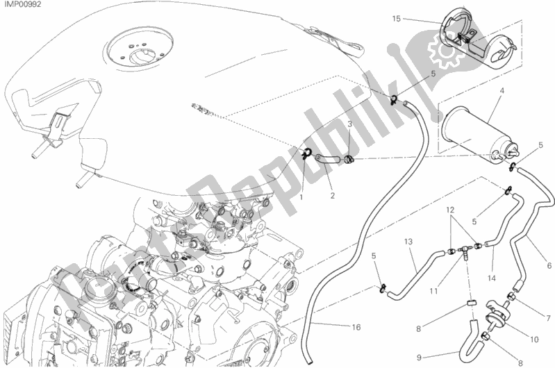 All parts for the Hot Air Pipe Canister of the Ducati Diavel Xdiavel 1260 2018
